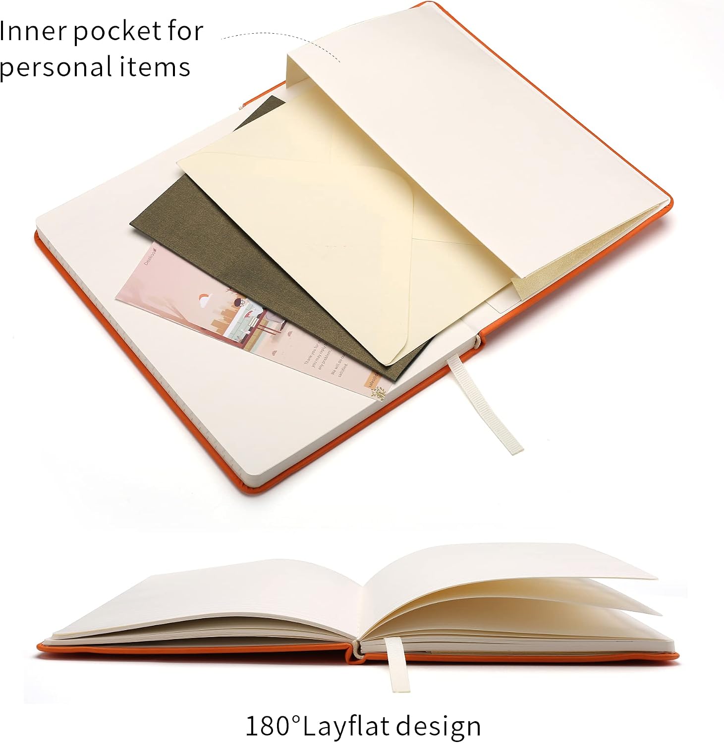 Thumbnail 3 de Deziliao D0005 A5 Hardcover Notebook, 160 Pages, 100 gsm Ruled Paper, Orange