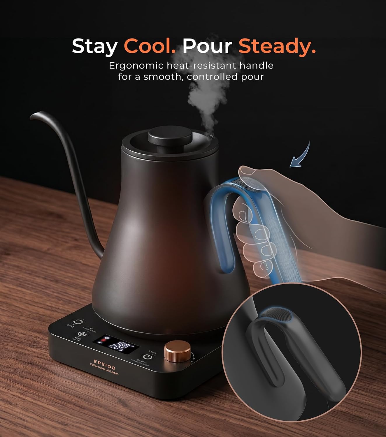 Detalle 2 de Epeios Electric Kettle with ±1°F Precision, 0.9L Gooseneck, 1200W