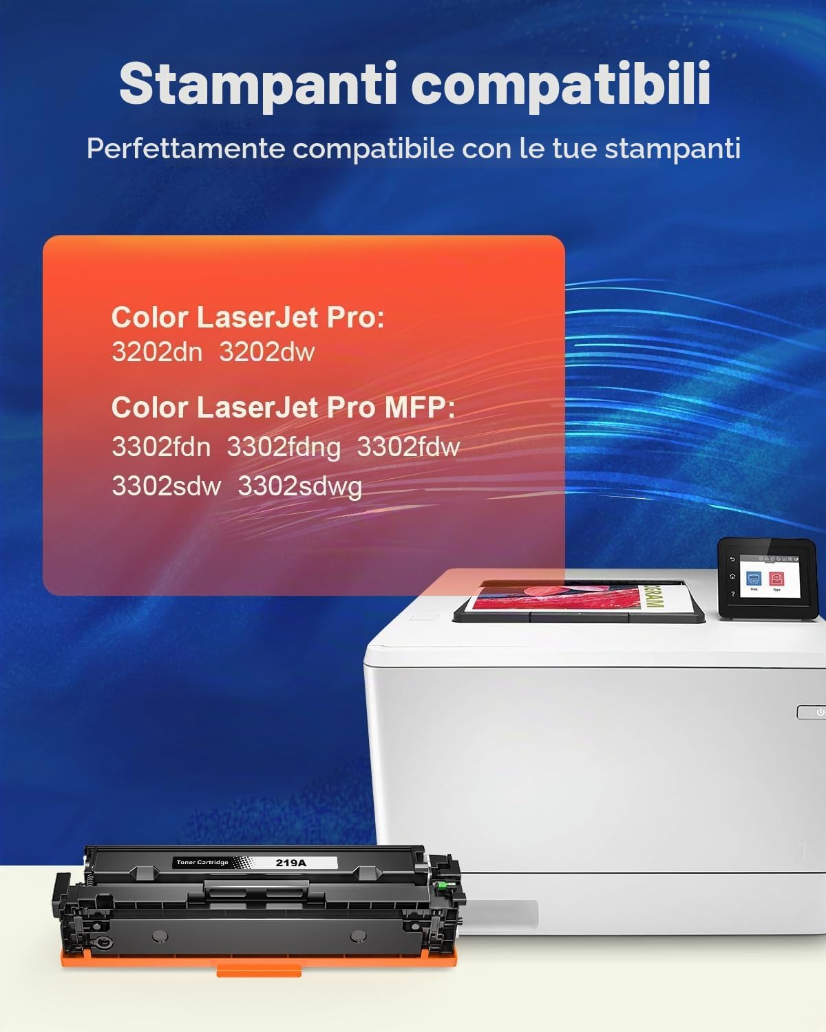 Detalle 2 de Skydo 219A Toner Nero con Chip per HP Color LaserJet Pro 3202/3302 – W2190A 219X