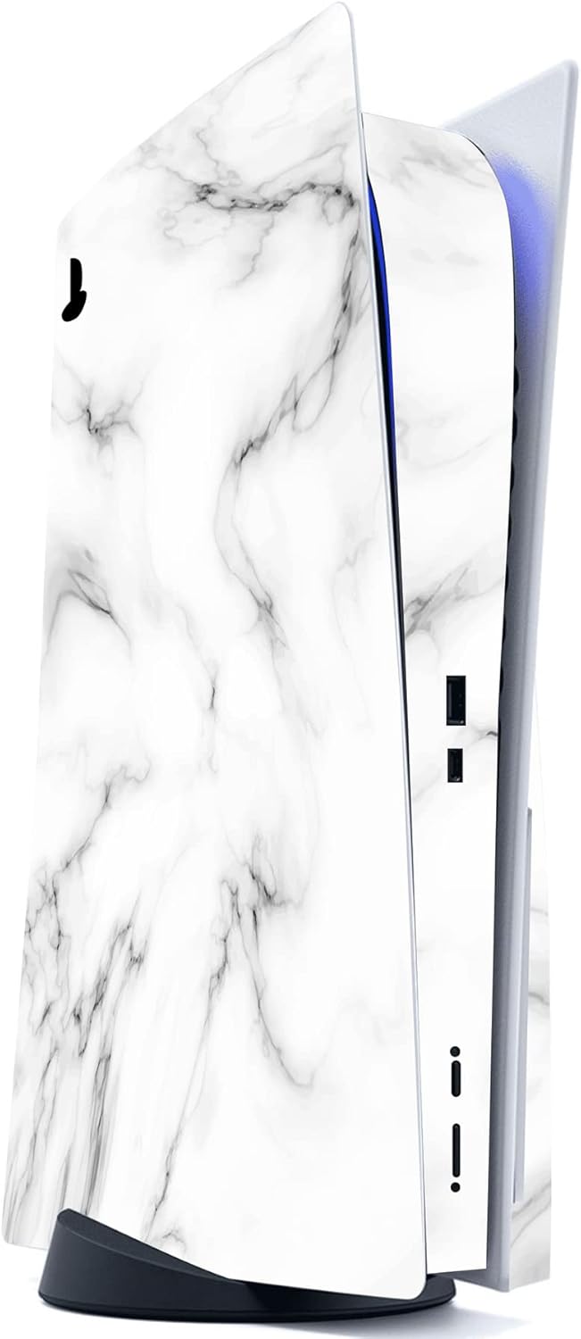Thumbnail 3 de playvital Seamless White Marble Full Set Skin Decal for PS5 Disc Edition