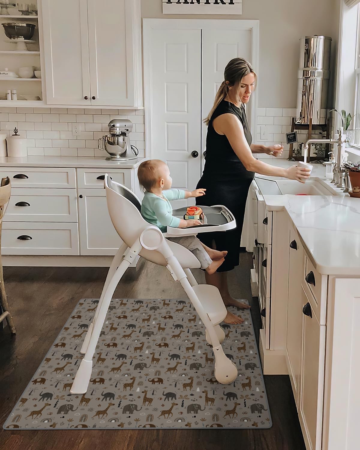 Thumbnail 3 de Blissful Diary Baby Splat Mat for Under High Chair (128 x 128 cm) – waterproof, wipeable splash mat by Elephant & Giraffe