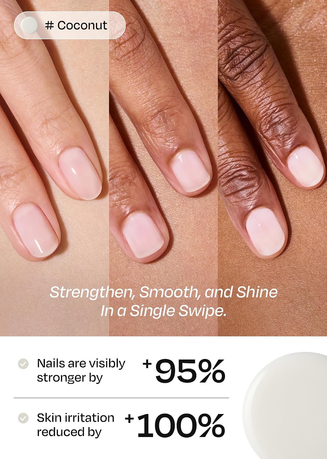 Detalle 2 de ohora Natural Glow Milk Syrup Nail Strengthener, Coconut Tint, Glossy Finish