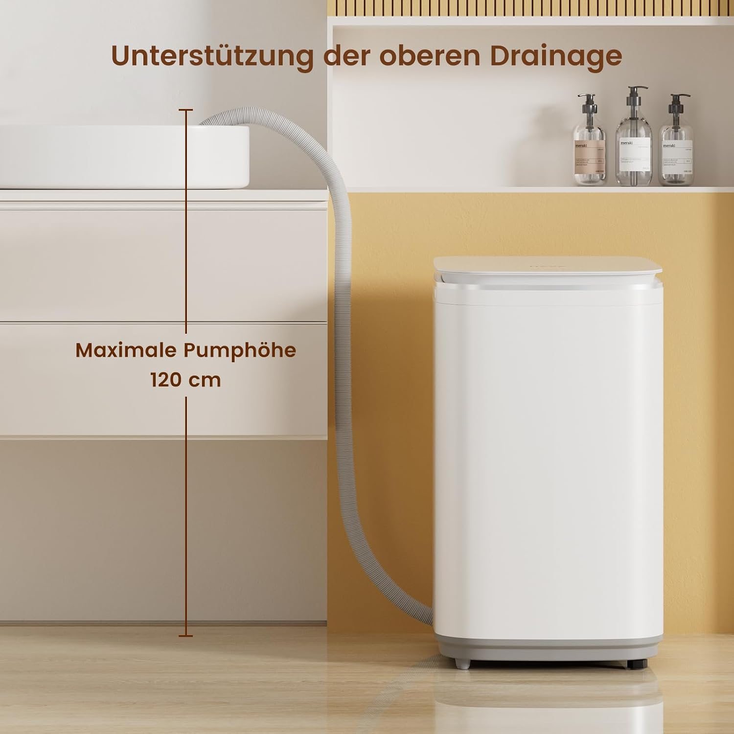 Detalle 2 de HAVA Mini Waschmaschine (T02) mit 3 kg Fassungsvermögen, 8 Programmen und Heißwaschfunktion