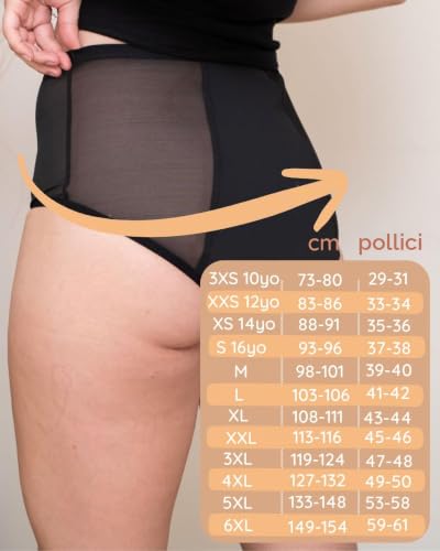 Detalle de NoBlood Slip Ciclo Comodo Cotone Flusso Molto Abbondante (Eleen Nero XXL) - Mutandine mestruali lavabili