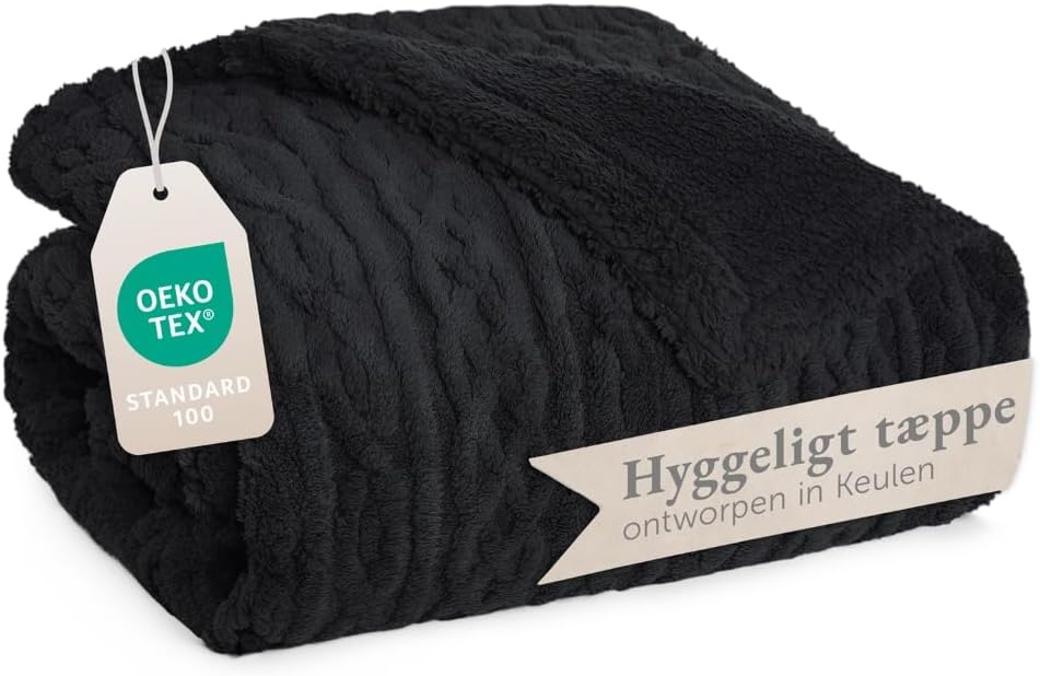 Detalle de Blumtal fleece deken 150x200 cm, kabelgebreide look en zachte sherpa binnenkant