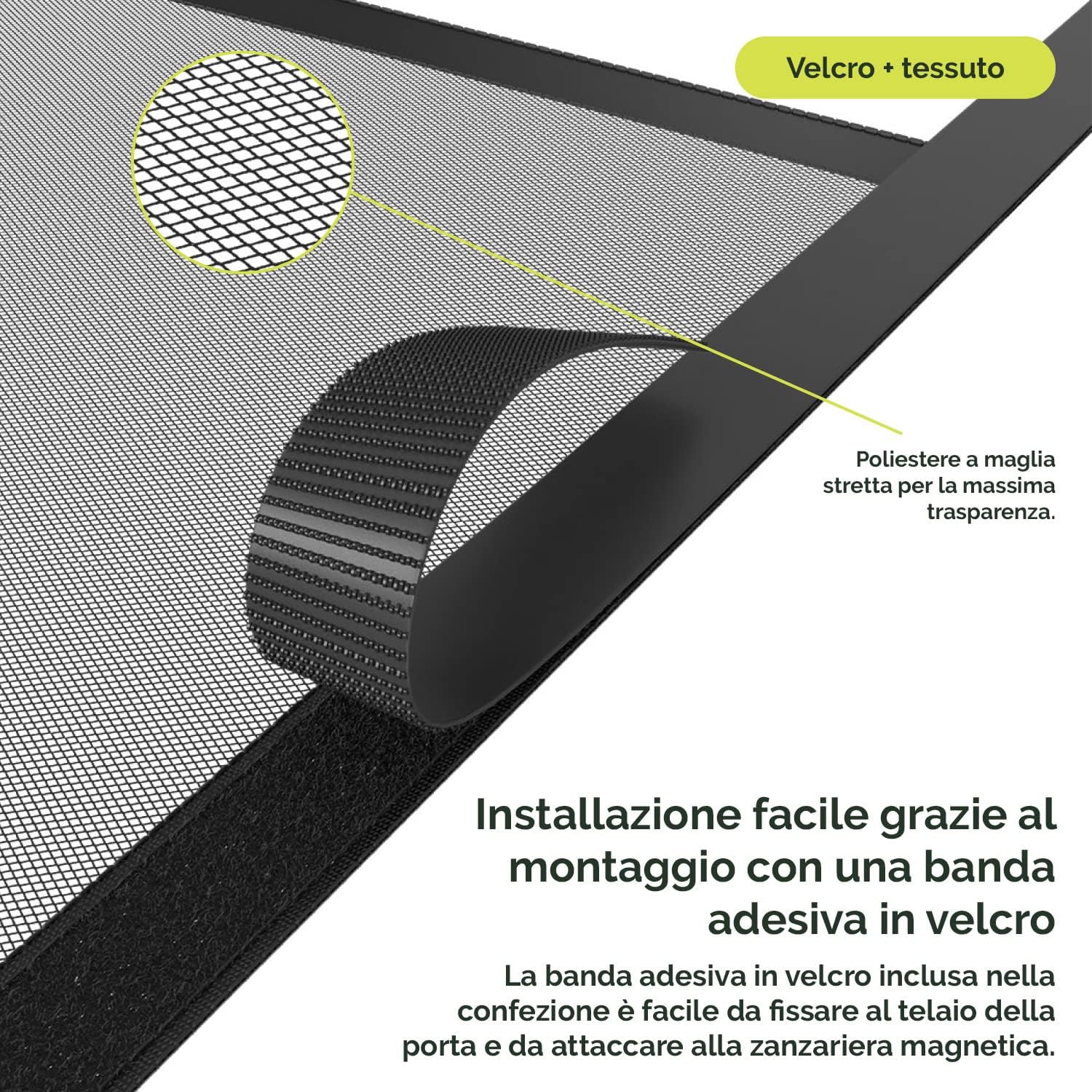 Detalle de Nematek Zanzariera magnetica per porte 120 x 240 cm — montaggio senza forare le pareti