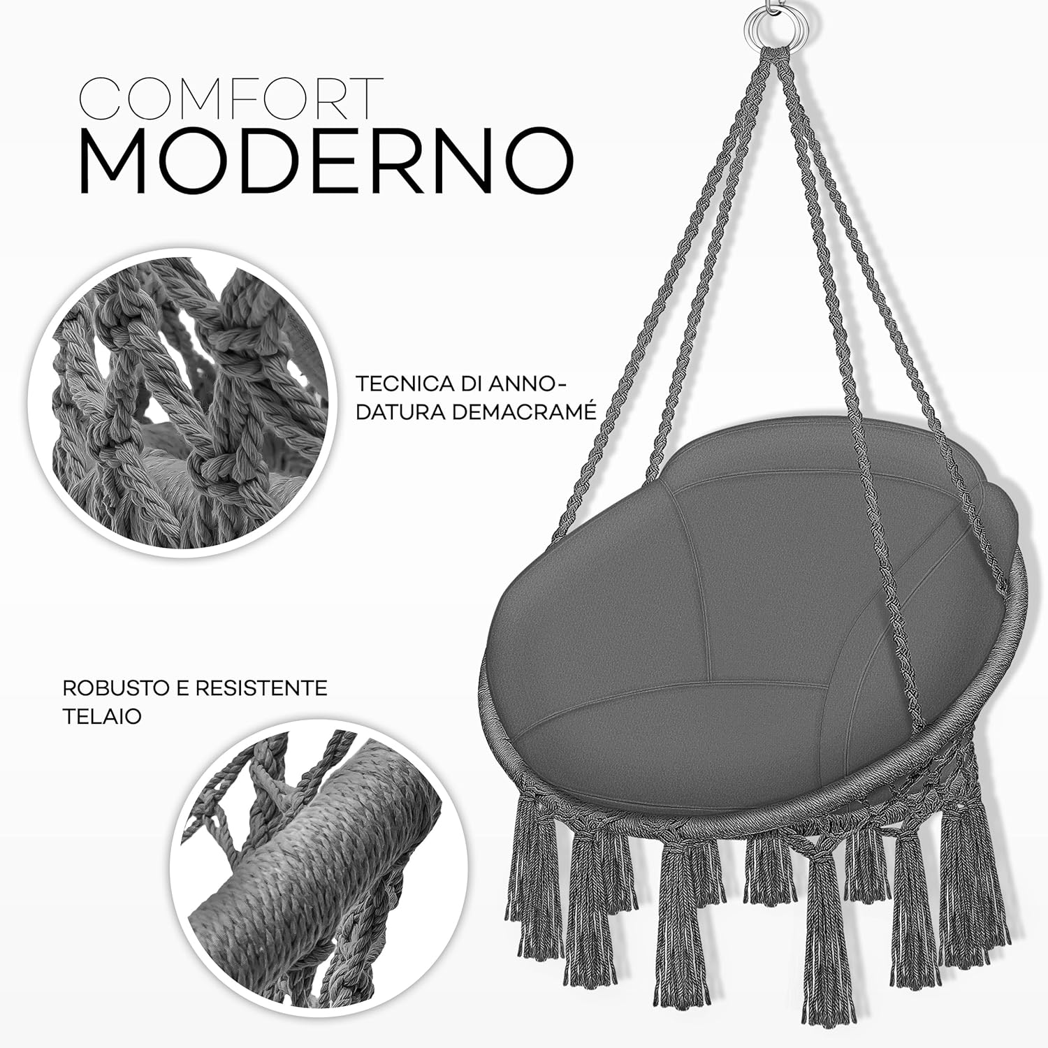 Thumbnail 1 de tillvex Poltrona sospesa con grande cuscino fino a 200 kg, da interno ed esterno