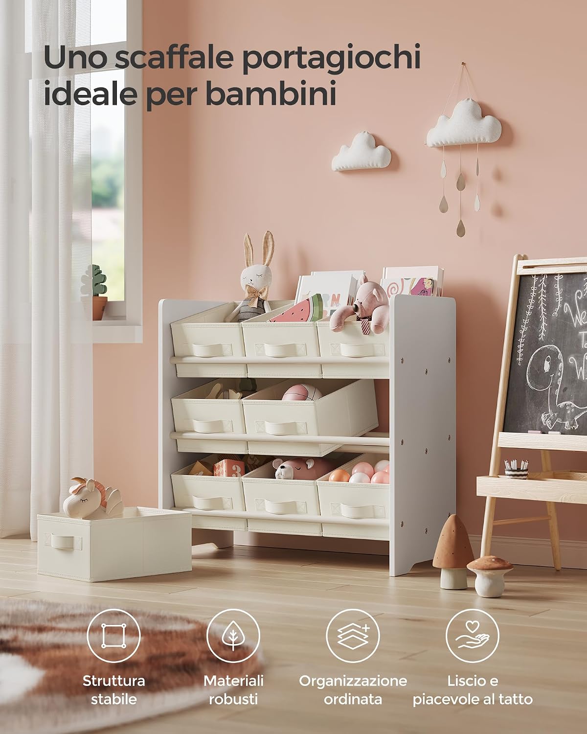 Detalle de SONGMICS scaffale bambini con 9 contenitori
