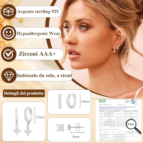 Thumbnail 1 de Rajputana Orecchini Donna Argento 3 Paia – Cerchi in Argento Anallergici