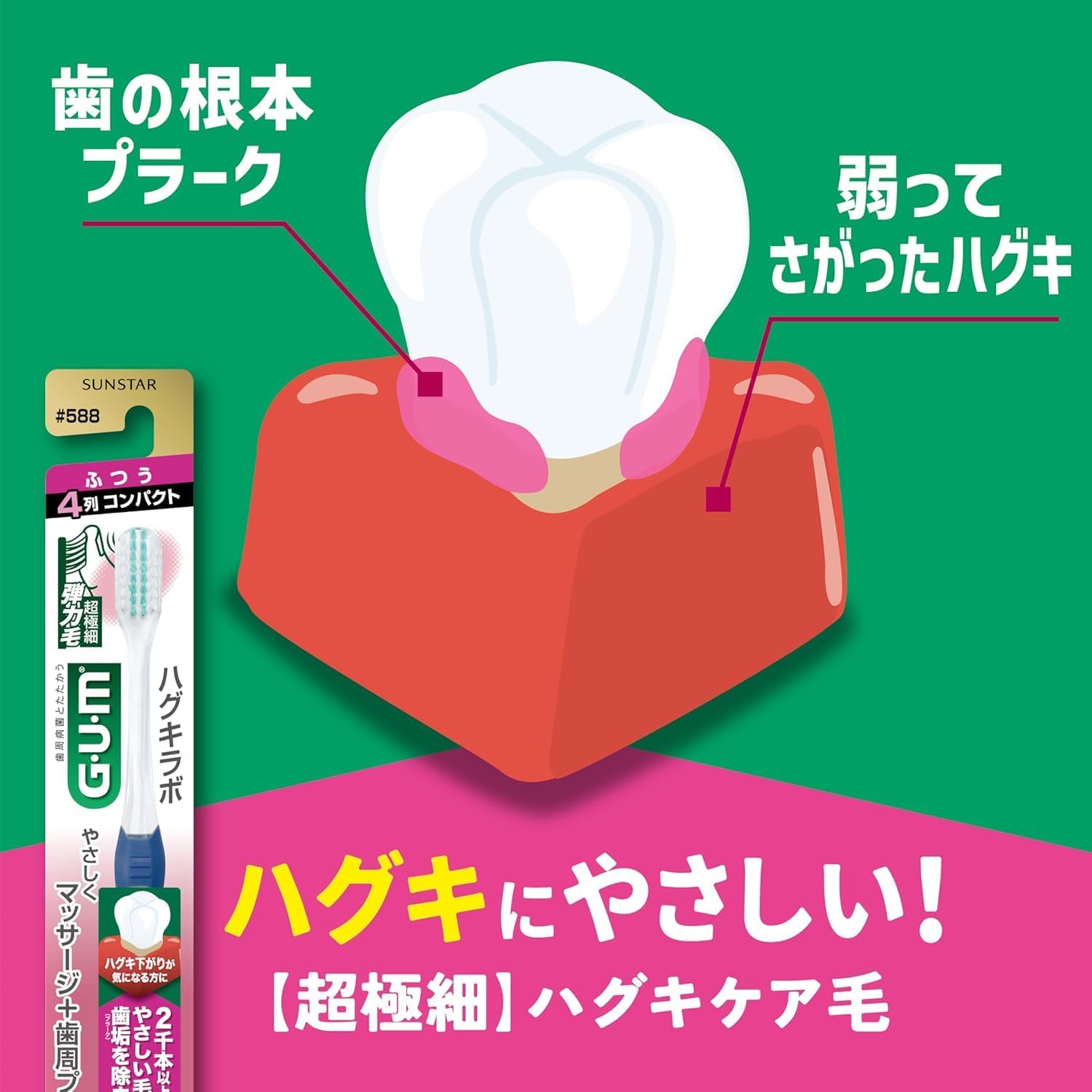Detalle de GUM(ガム) #211 デンタルブラシ 3列コンパクト・ふつう 先細毛・抗菌コート毛 6本セット