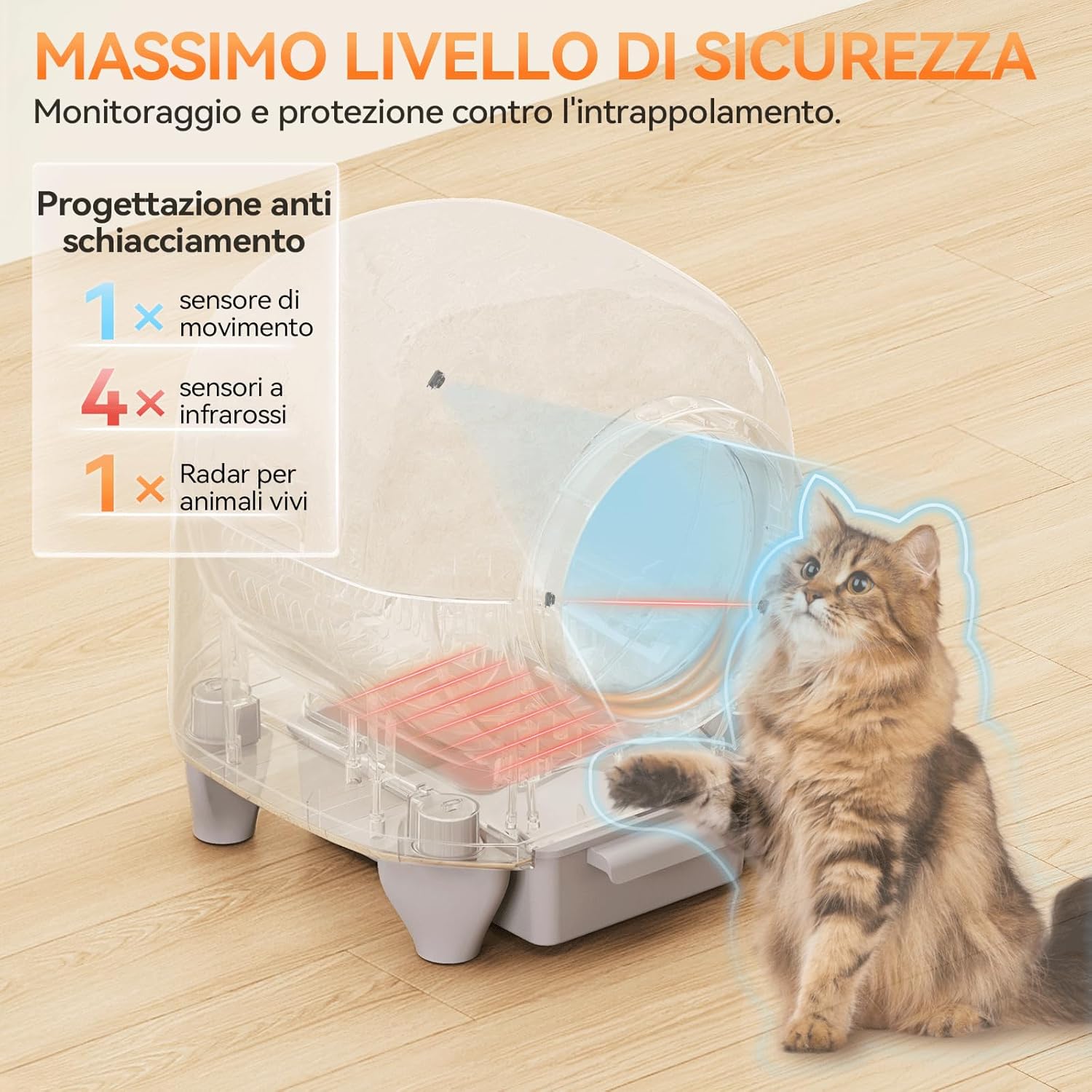 Detalle de JUMMICO Lettiera Gatto Autopulente 90 L XXL – controllo via app, deodorazione e sensori