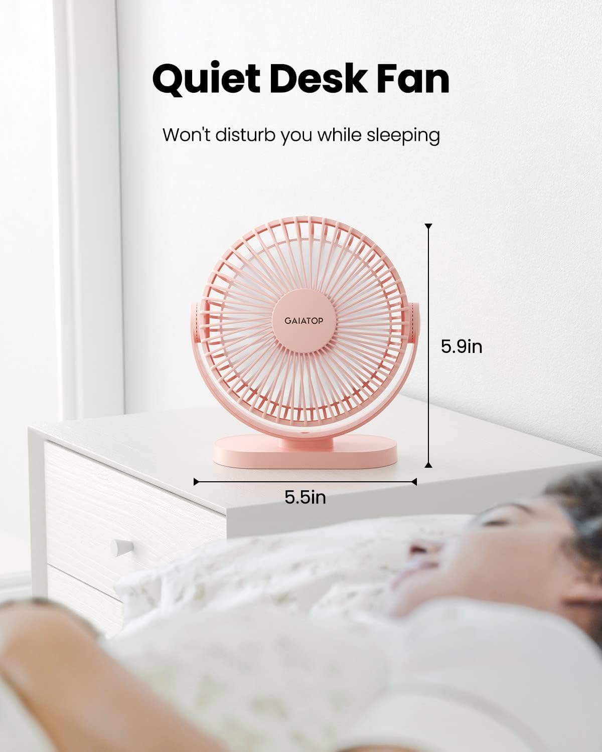 Thumbnail 3 de gaiatop USB Desk Fan 5.5in Pink