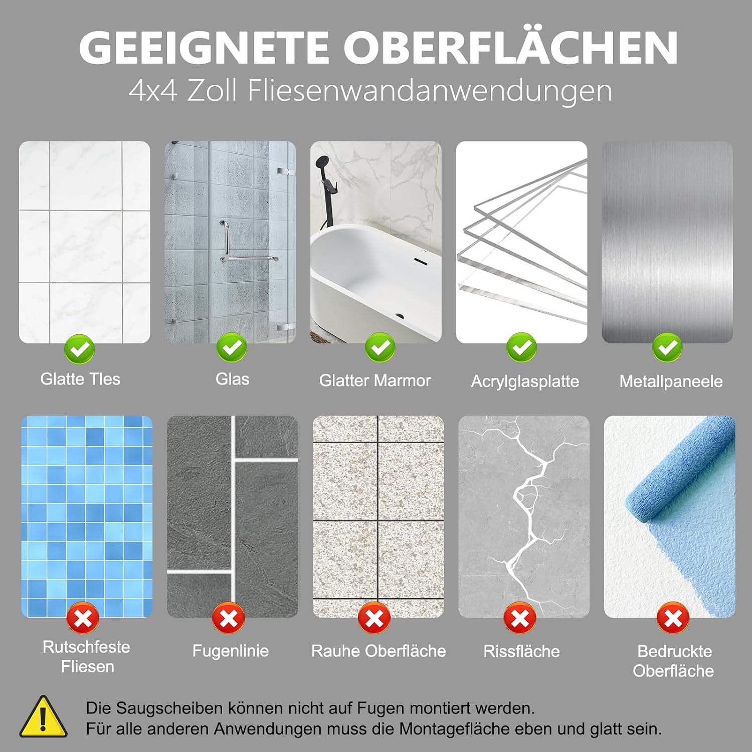 Detalle de Newthinking Haltegriff mit Saugnapf – 30 cm, 2 Stücke für Dusche und Bad