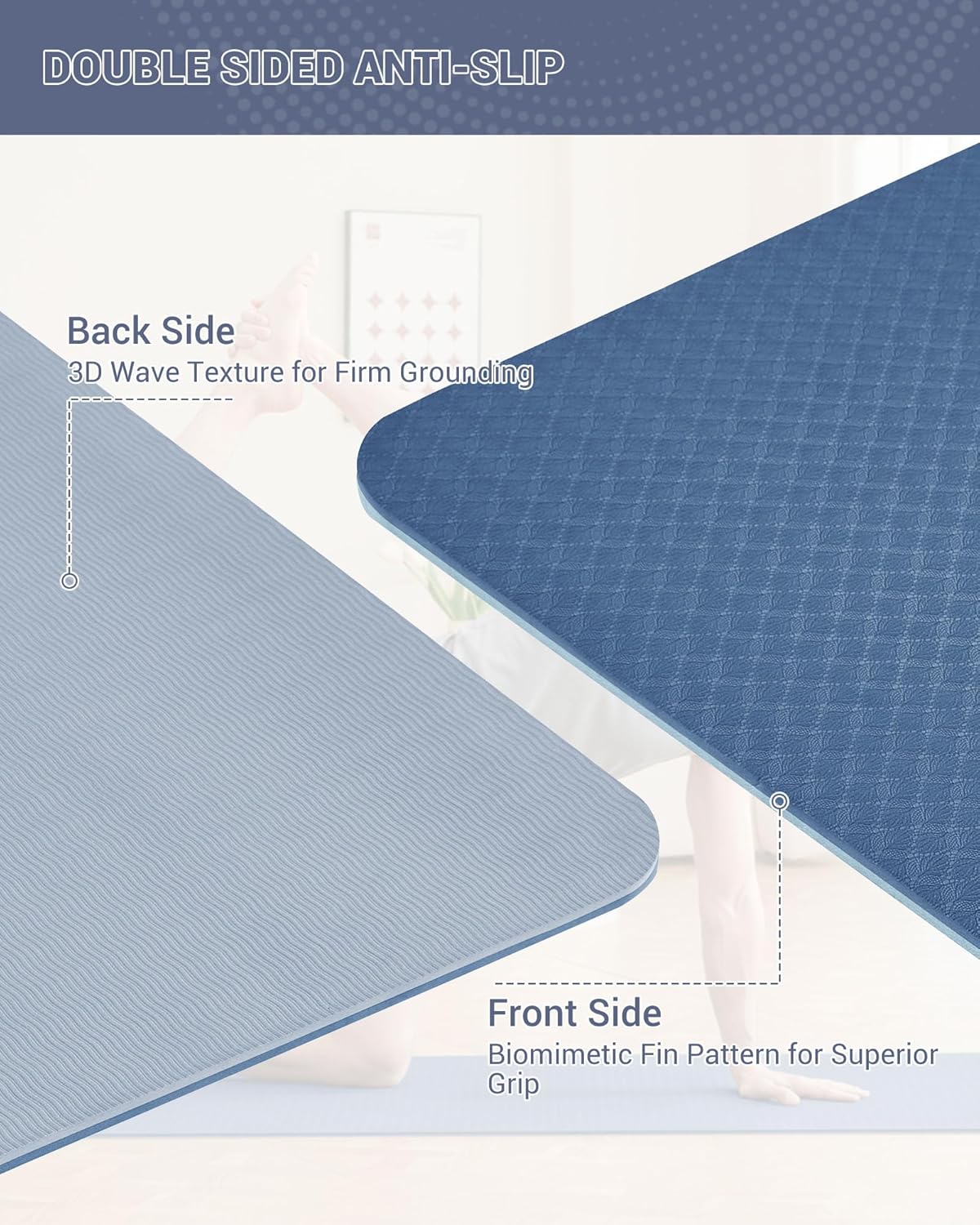 Detalle de Good Nite Gymnastikmatte / Yogamatte aus TPE mit Rutschschutz und Tragegurt – 183 x 61 x 0,6 cm