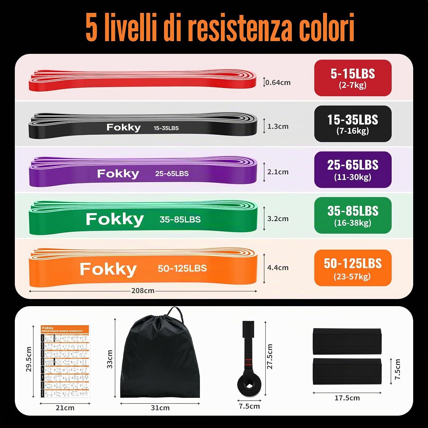 Detalle 2 de Fokky Elastici Fitness 5 livelli 🏋