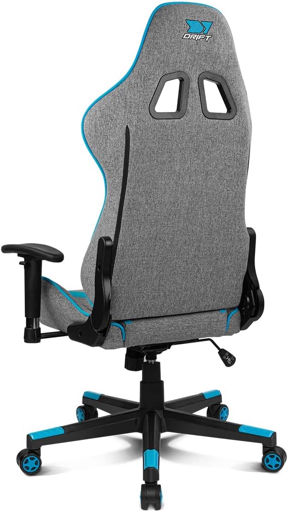 Detalle 2 de DRIFT DR90 gamingstol i grått och blått tyg med 2D-armstöd och kuddar
