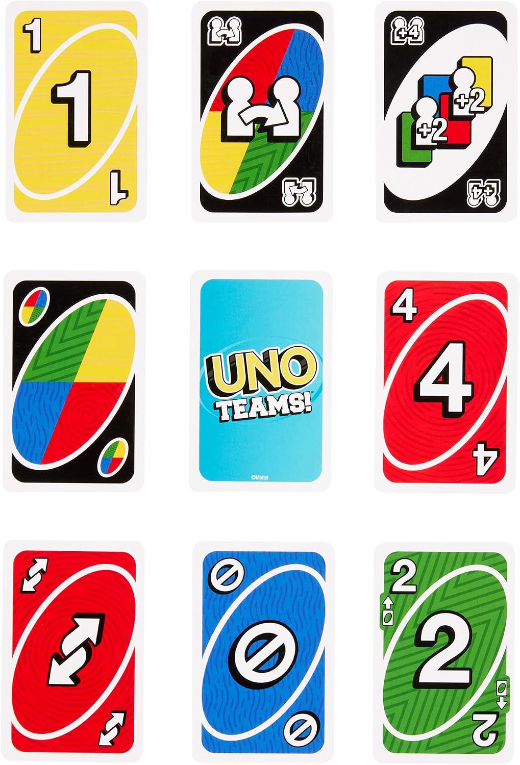 Thumbnail 4 de マテルゲーム UNO Teams HXT58 ウノ チーム戦カードゲーム、112枚・2～4チーム・7歳から（ブルー）
