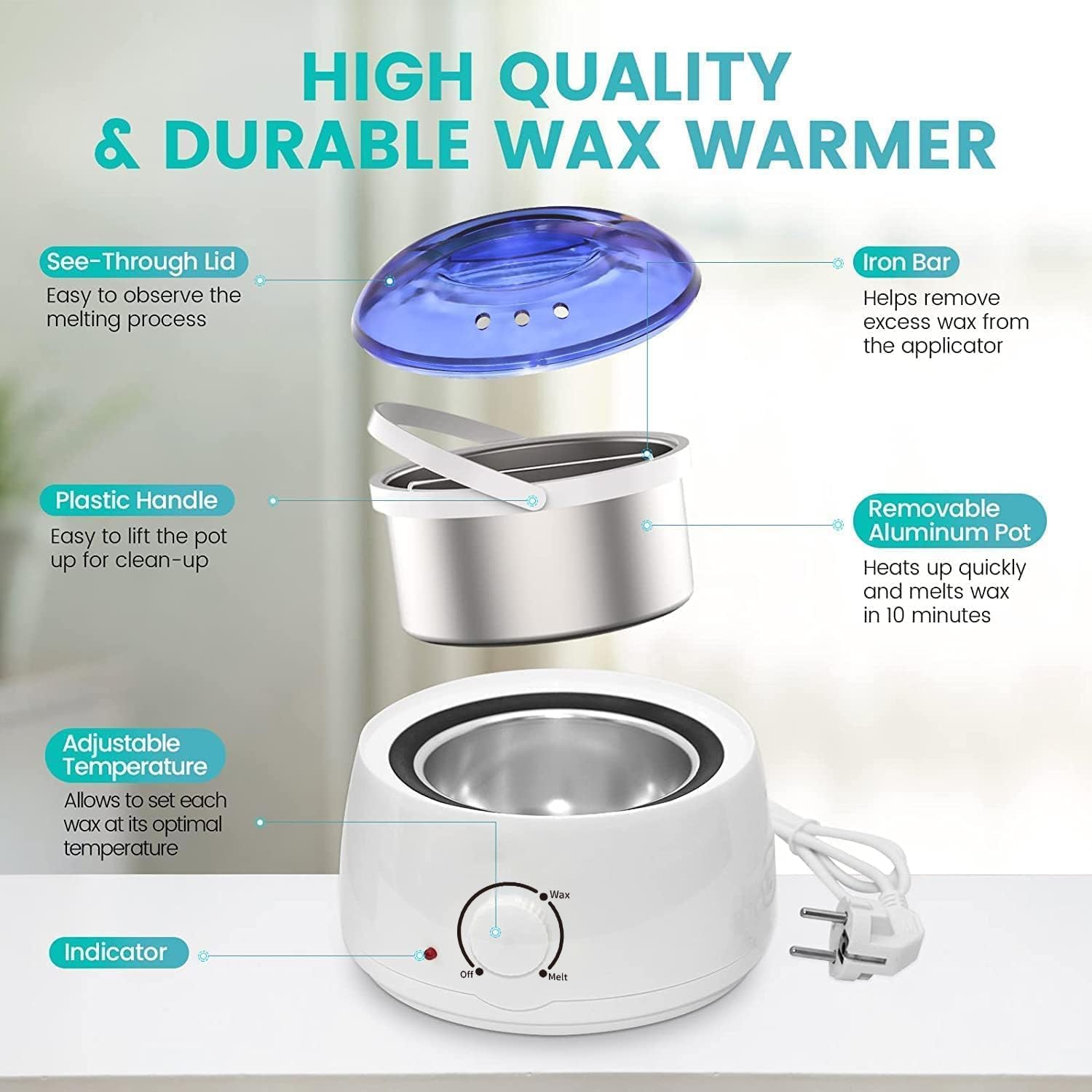 Detalle de JOOPLEX Wax Melt Warmer Kit with 400 g Hard Wax Beans and 30 Sticks