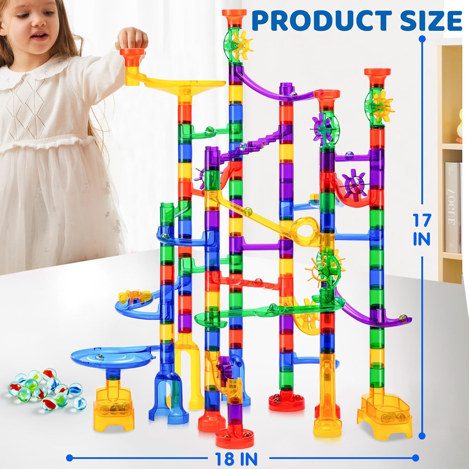 Thumbnail 3 de JOYIN 170-piece Glowing Marble Run building blocks set with glow-in-the-dark marbles