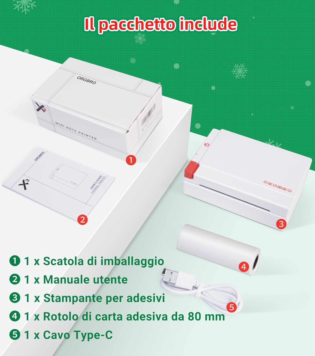 Thumbnail 6 de ORGBRO X3 stampante termica Bluetooth 300 DPI per etichette e foto