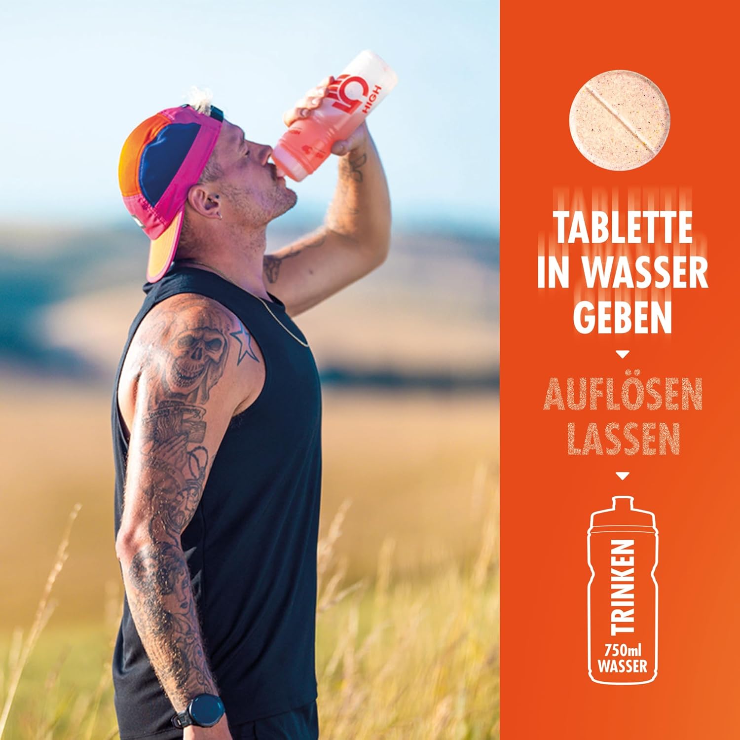 Detalle de HIGH5 ZERO Elektrolyte Ohne Zucker – 40 Brausetabletten für Hydration, Orange & Kirsche