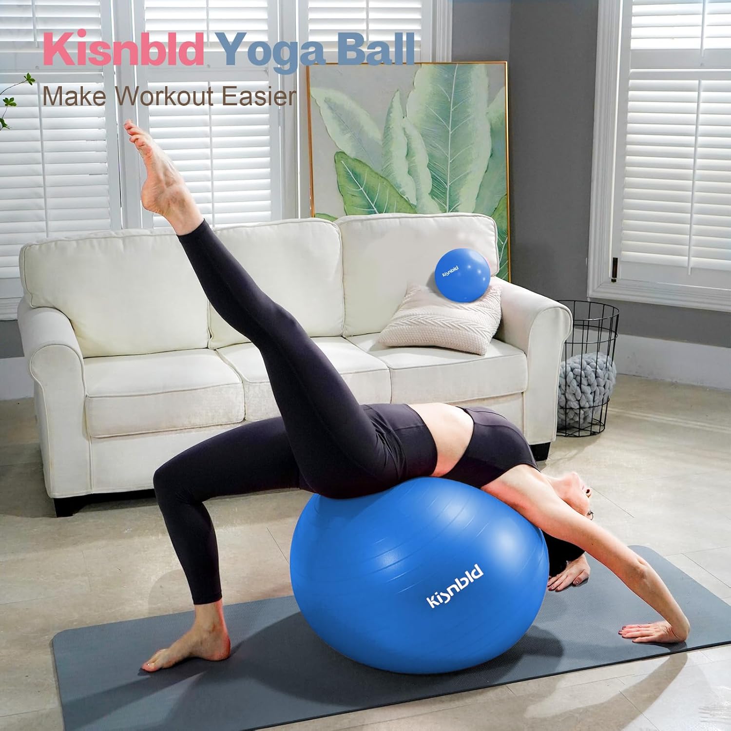 Detalle 2 de kisnbld Exercise Ball: Extra Thick Yoga Ball for Safe, Versatile Workouts