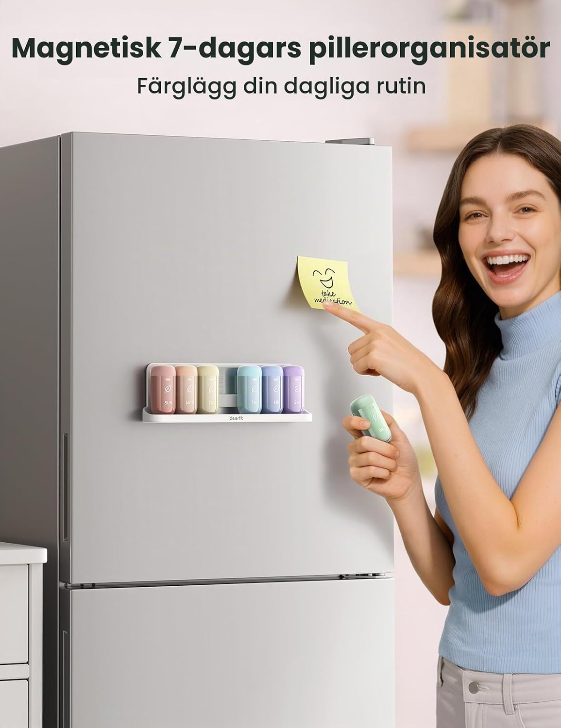 Detalle de Ideerfit magnetisk pillerask för 7 dagar med avtagbara dagsaskar