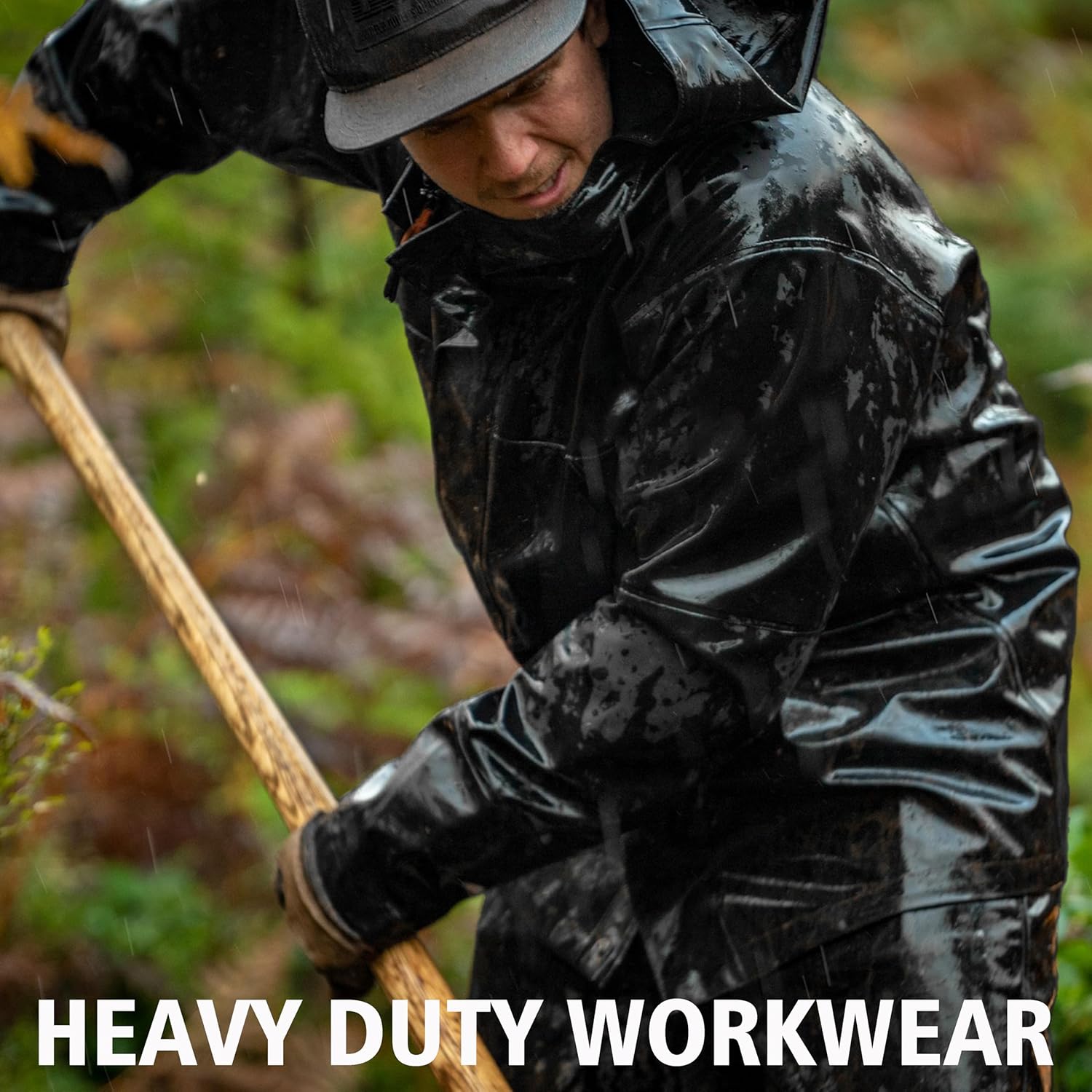 Thumbnail 1 de Men’s PRO Workwear 3-Piece Waterproof Rain Jacket & Bib Pants Set (PU-coated) – Heavy Duty 2-Tone