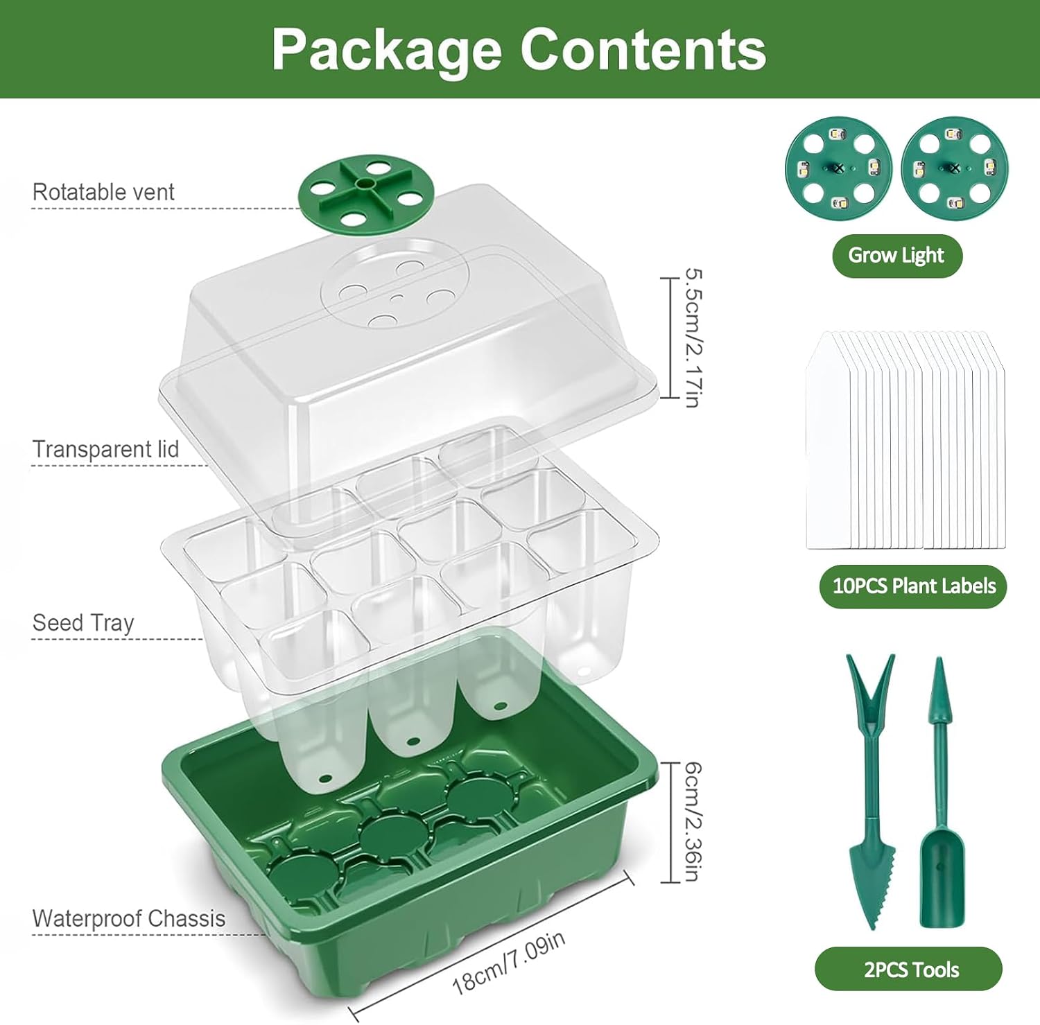 Detalle 2 de VDYXEW seed tray propagator with lights