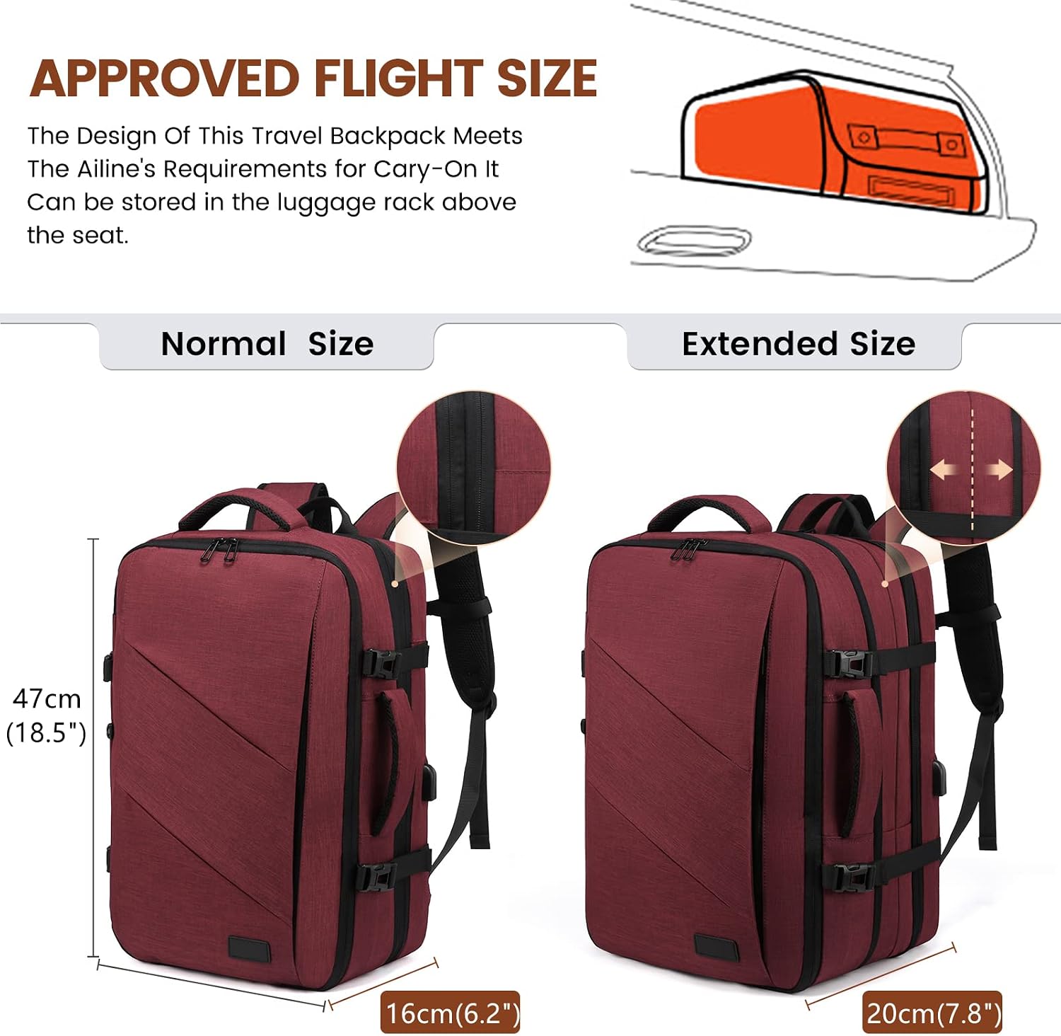Thumbnail 1 de LOVEVOOK Flugzeug Handgepäck Rucksack 15,6 Zoll