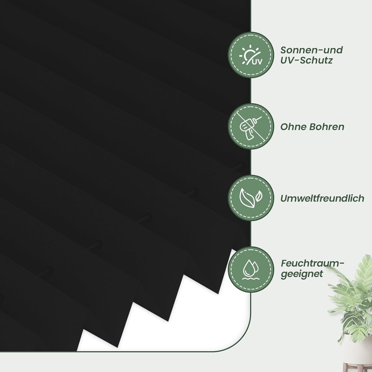 Thumbnail 1 de Zarnan Plissee ohne Bohren Blickdicht UV-Schutz & Lichtfilterung 80x200 cm (Klemmfix, Easyfix)