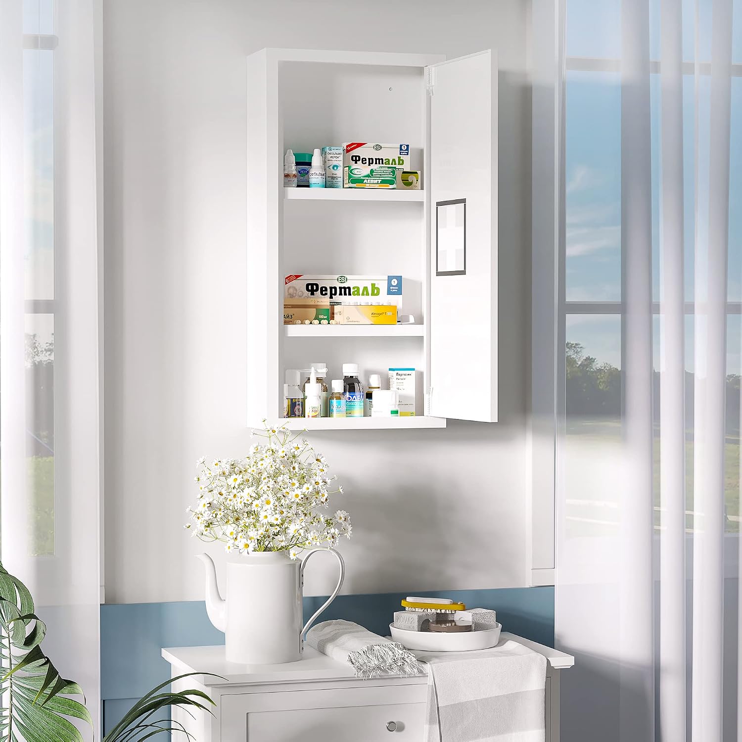 Detalle 2 de kleankin Armoire pharmacie murale 30x12x60 cm