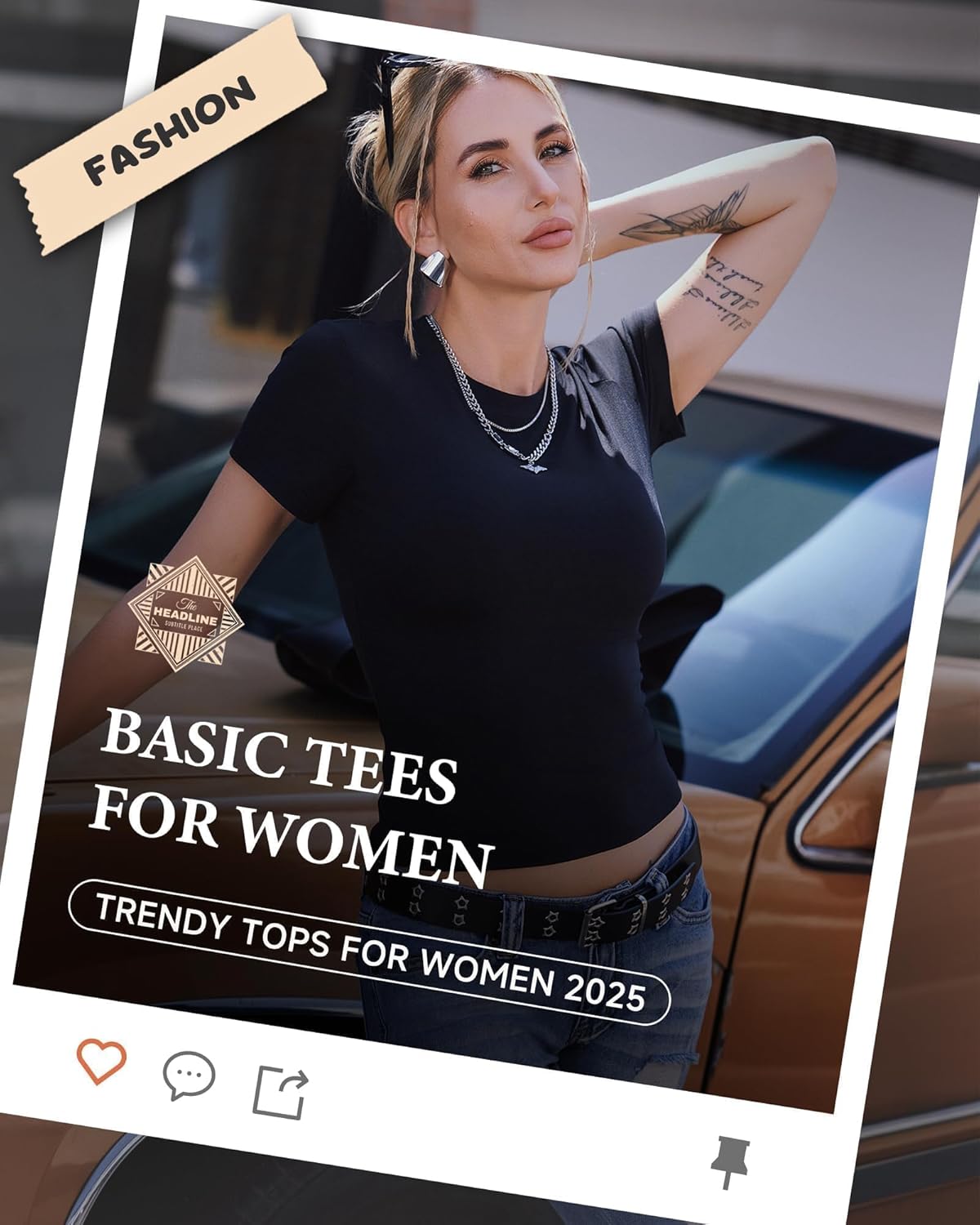 Detalle 2 de GAYHAY 3-Pack Basic Tees for Women (Crew Neck Slim Fit, Roll-Up or Full-Length)