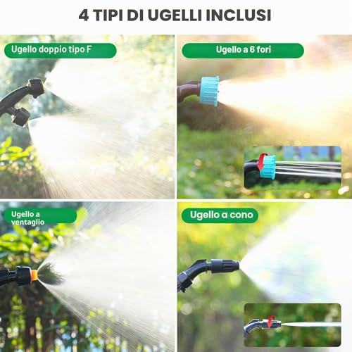 Detalle de SYLSTAR Pompa Irroratrice a Batteria da 5L: 3 velocità, 4 ugelli regolabili e asta telescopica per giardino