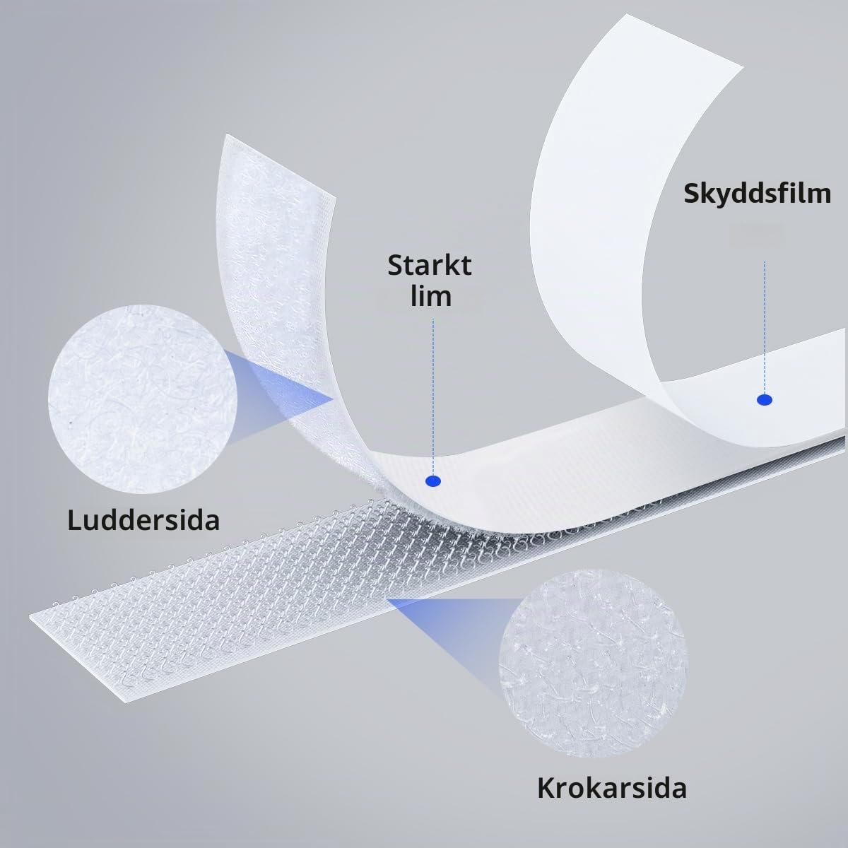 Thumbnail 2 de SUTOUG självhäftande kardborretejp, 30 mm x 3 m, vit för inom- och utomhusbruk