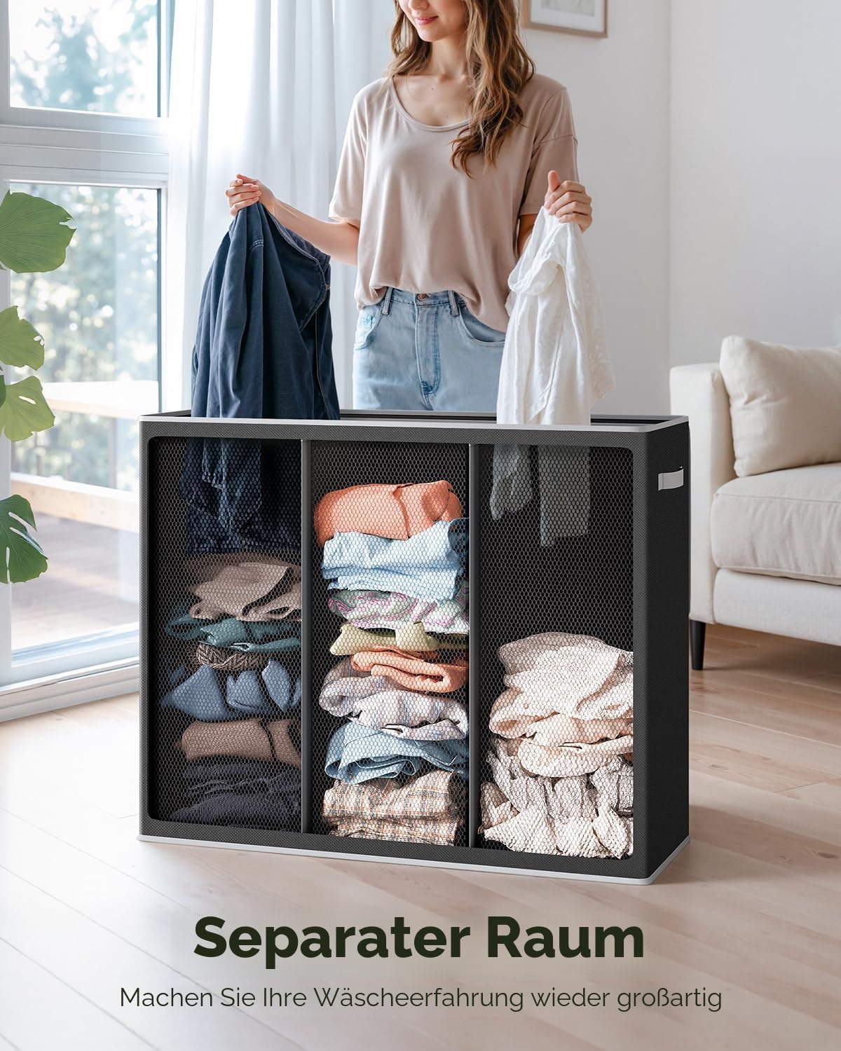 Thumbnail 3 de SOLEDI 180L Wäschekorb sortiert Großes Fassungsvermögen