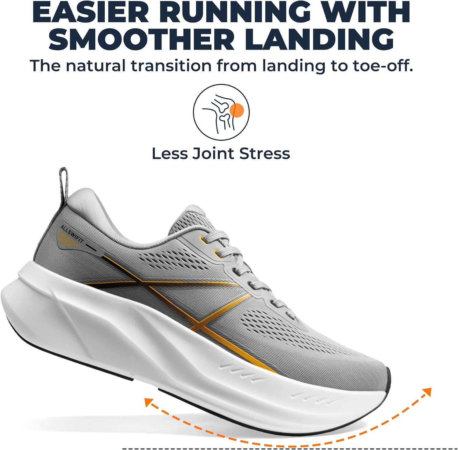 Detalle de ALLSWIFIT Men’s Road Running Shoes Cushion Tennis Shoes (Active5K) with Arch Support