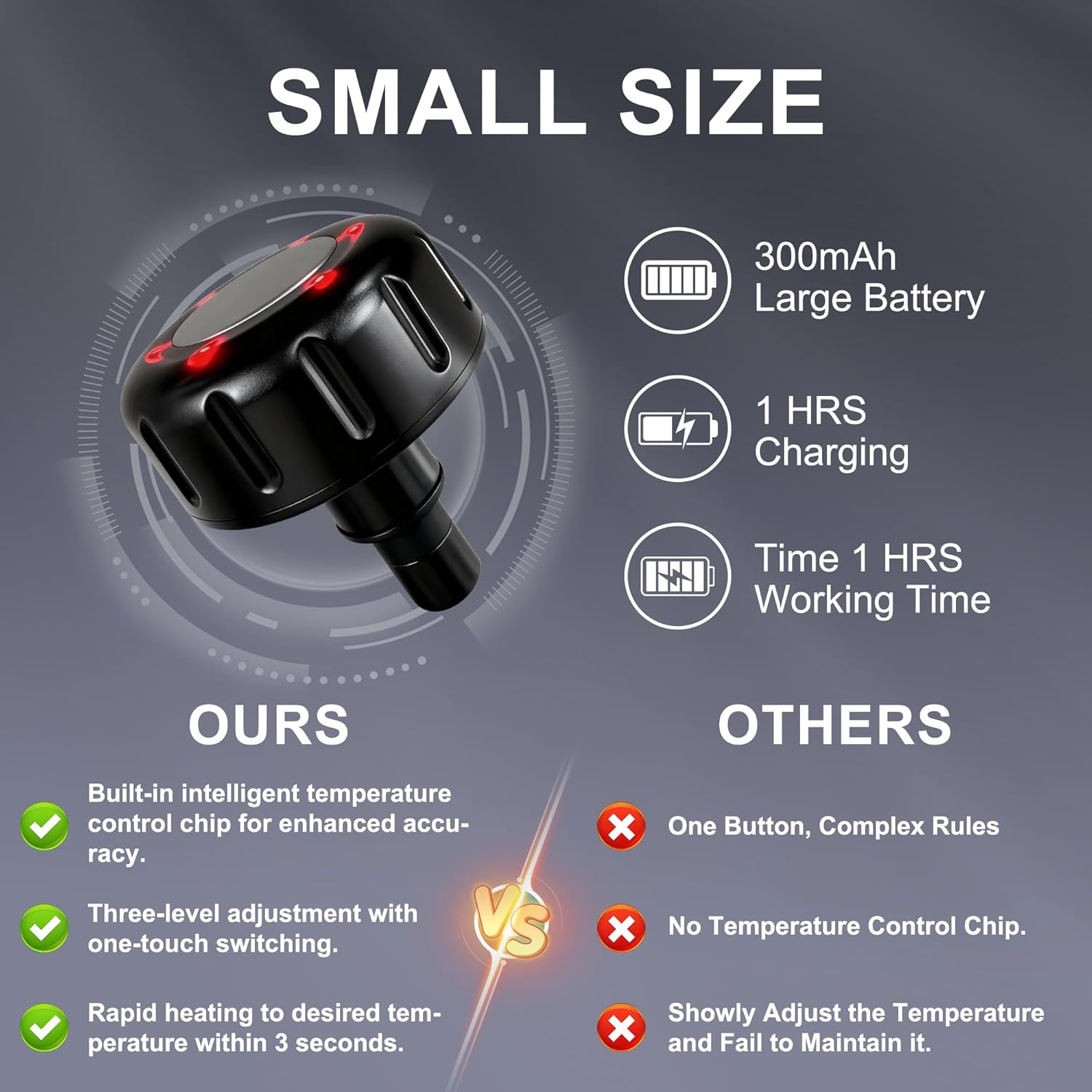 Detalle de LEERCON Heating Head for Small Massage Gun (3-Temp) — 12mm, 15-Min Auto-Off, USB-C Rechargeable