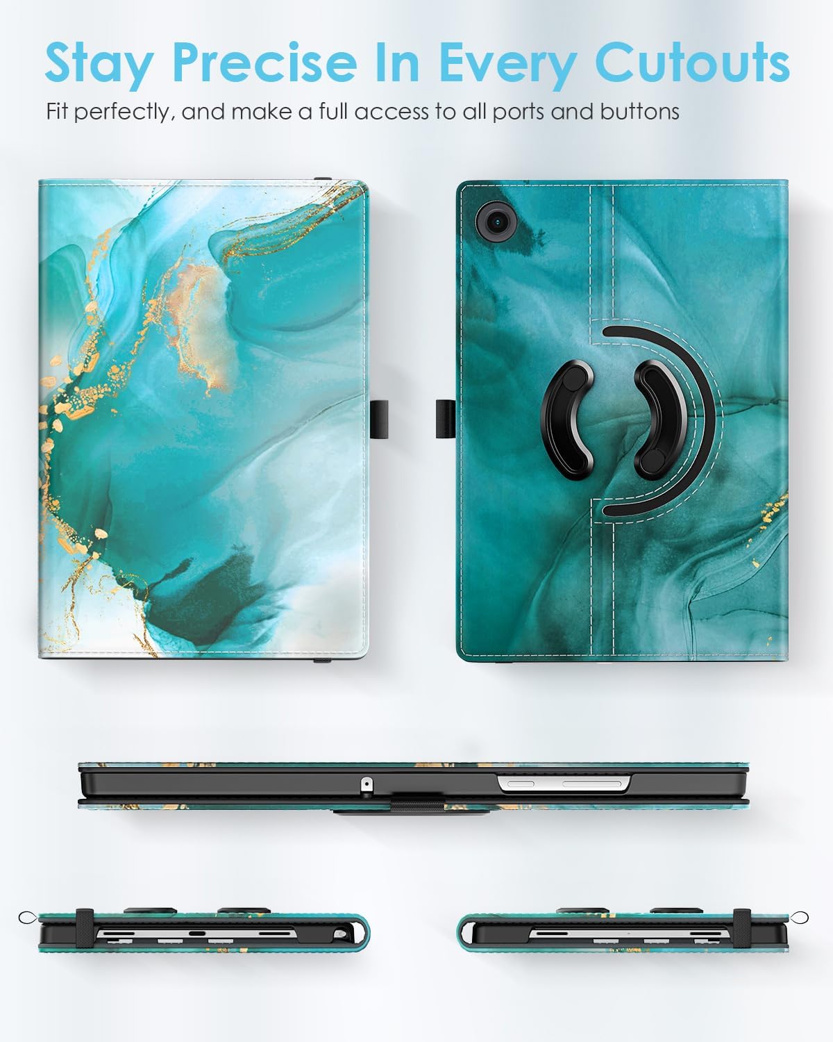 Detalle 2 de TiMOVO Drehbare Hülle für Samsung Galaxy Tab A11+/A11 Plus 11 Zoll (2025) – 90° Stand, Auto Sleep/Wake, Pfauenblau