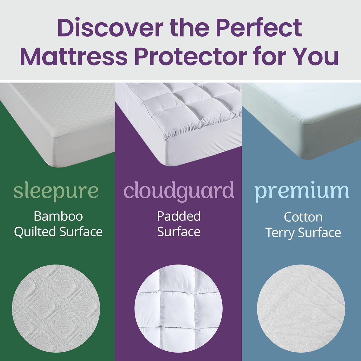 Thumbnail 3 de SafeRest Sleepure Waterproof Mattress Protector King Size with Bamboo Visocse, Stretchy Skirt, Machine Washable