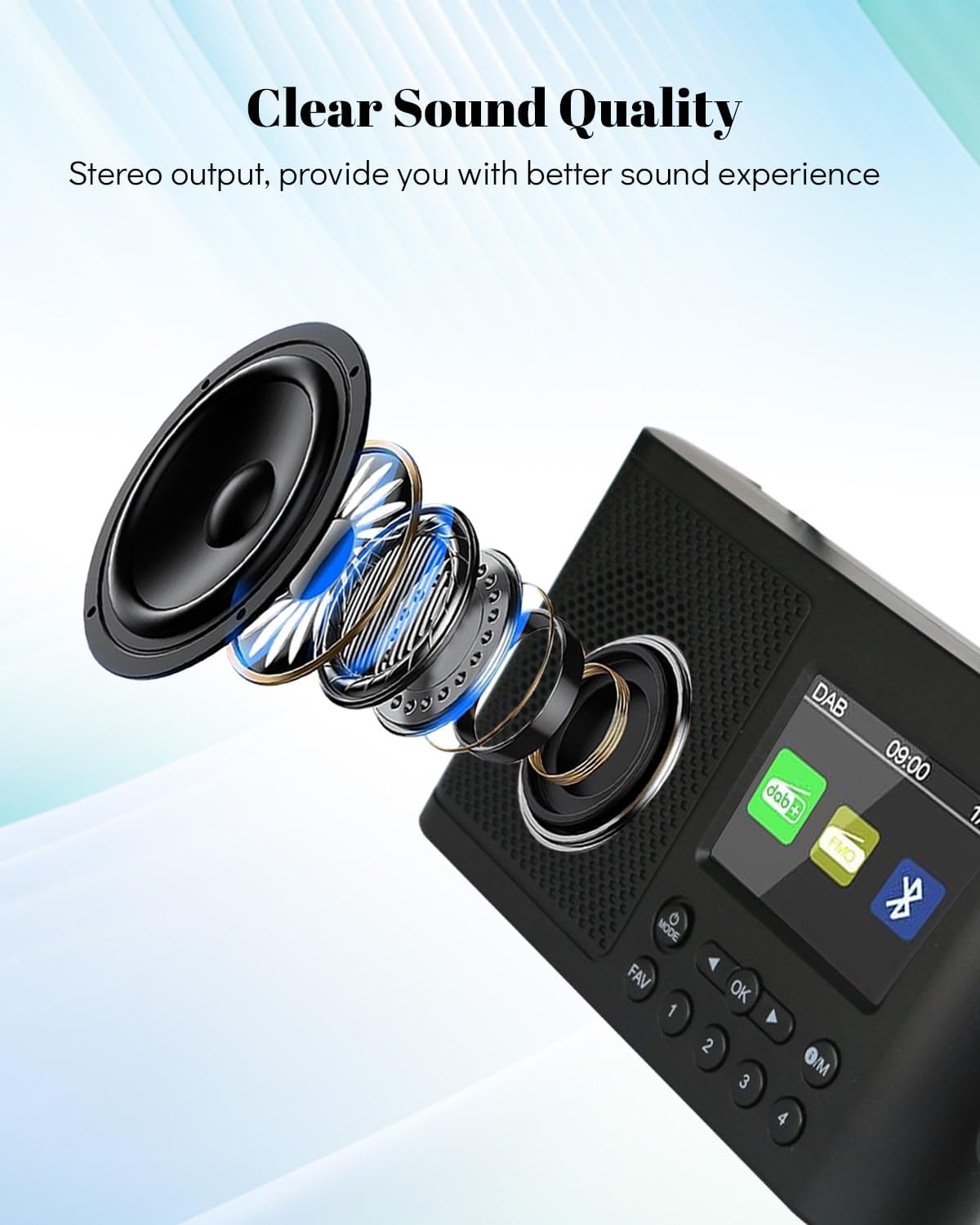 Thumbnail 3 de QEEKADA Radio portatil pequeña DAB/FM Bluetooth