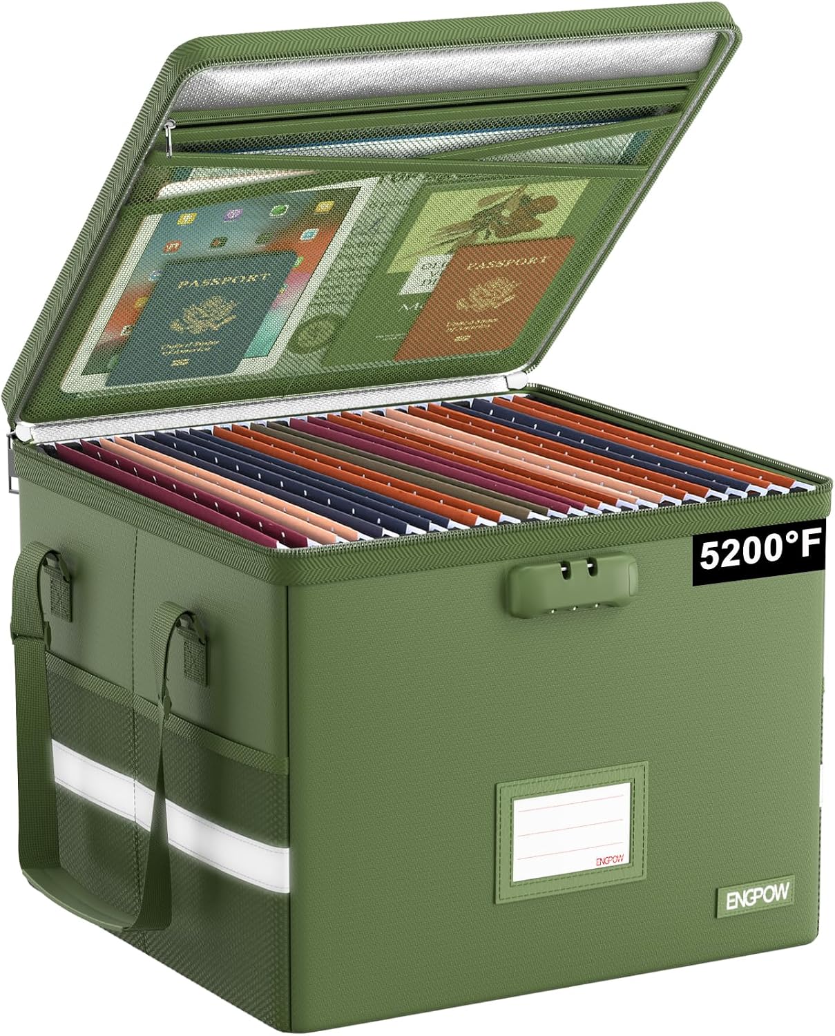 Detalle de ENGPOW EG128GRXNEW Fireproof File Box, 5200°F, Collapsible and Lockable