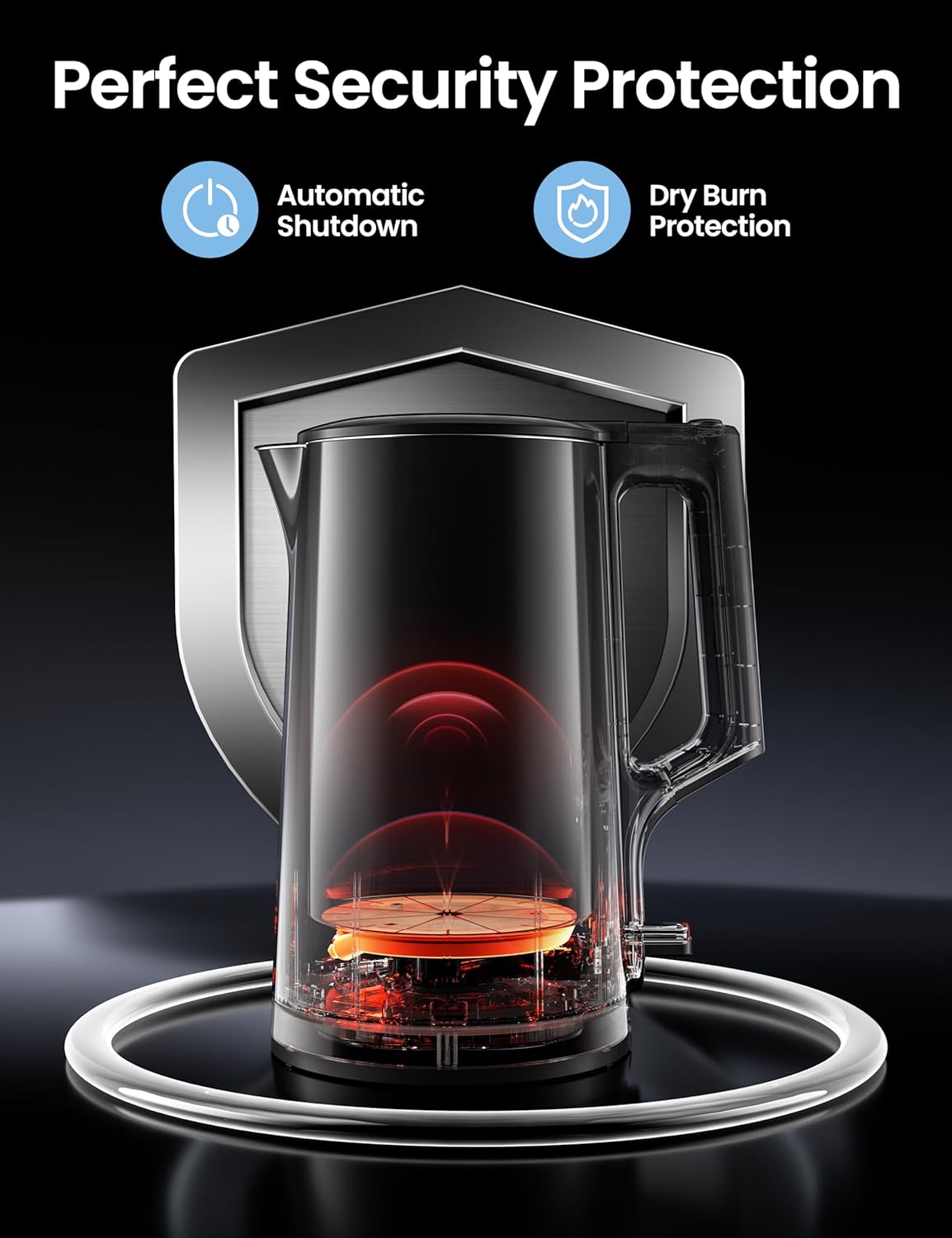 Thumbnail 6 de COMFEE' 1.7L Double-Wall Electric Tea Kettle (Stainless Steel Interior) with Auto-Off & Boil-Dry Protection, 1500W