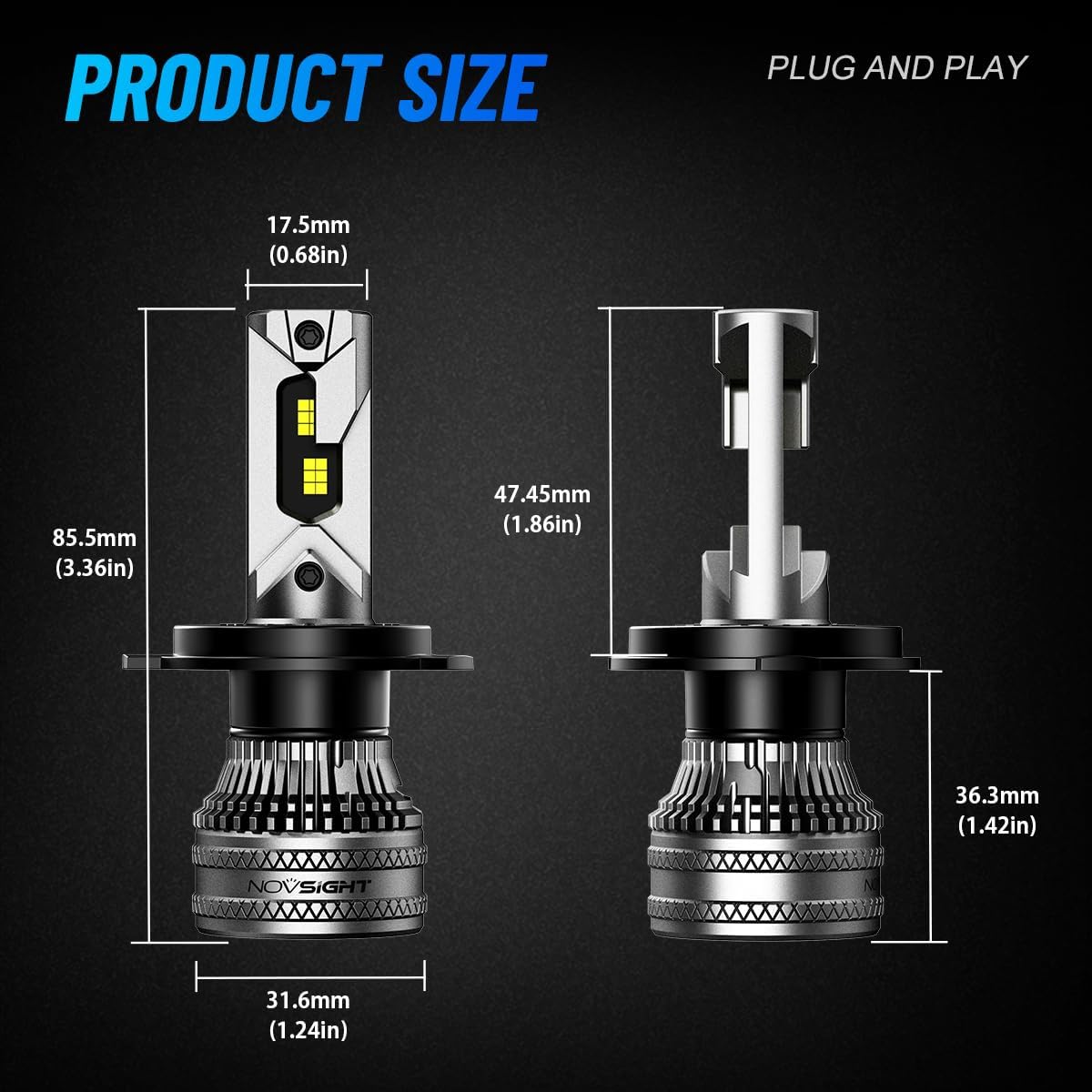 Thumbnail 6 de NOVSIGHT Ampoule H4 LED Voiture 45000LM