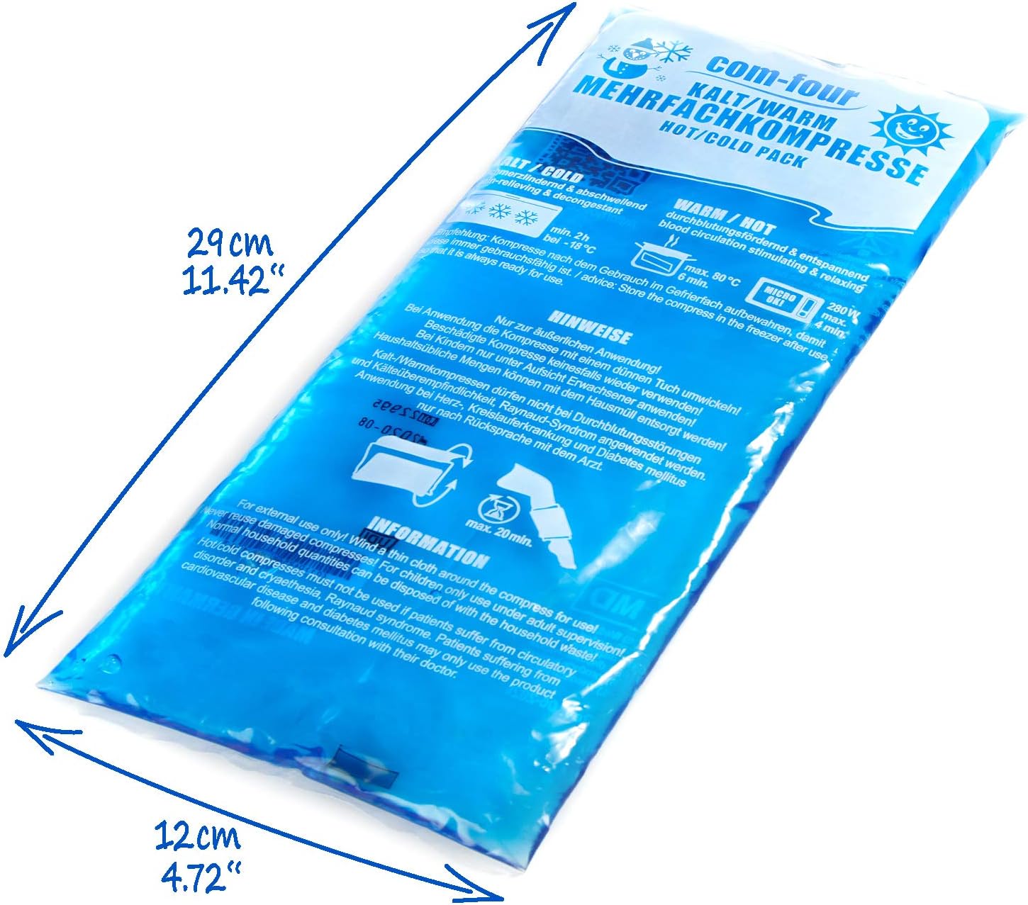 Thumbnail 6 de com-four® 6er Sparpack Mehrfachkompresse – Gelkühl-/Wärmekompressen in 3 Größen (6 Stück) für Cold/Hot Anwendungen