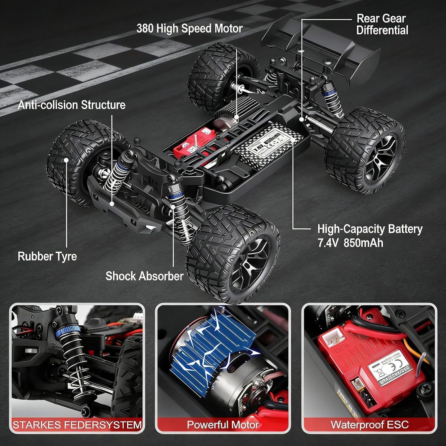 Detalle de HAIBOXING Ferngesteuertes RC Buggy 36 km/h