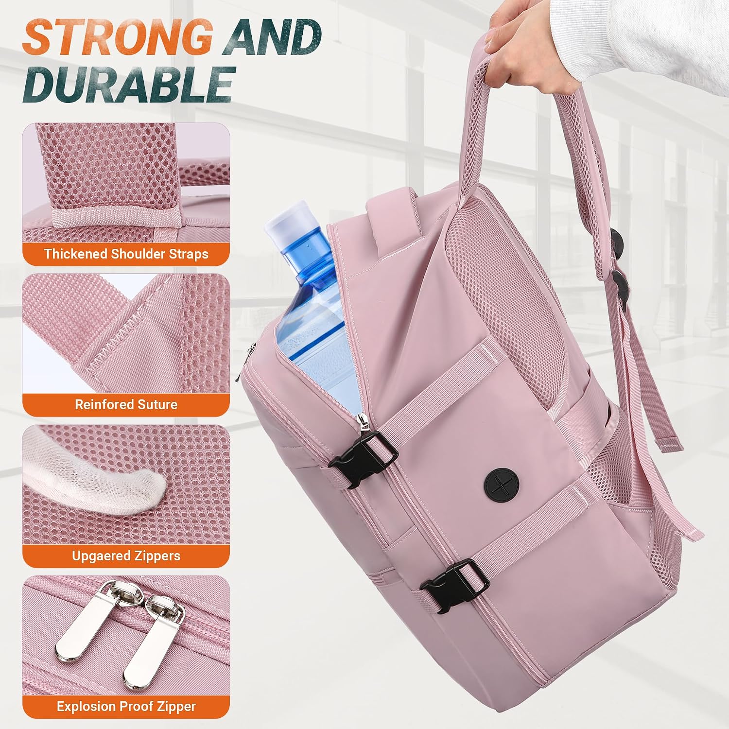 Detalle de Ryanair 40x30x20 Underseat Cabin Bag — Waterproof Travel Backpack with USB Hole, Anti‑Theft Pocket & Trolley Sleeve