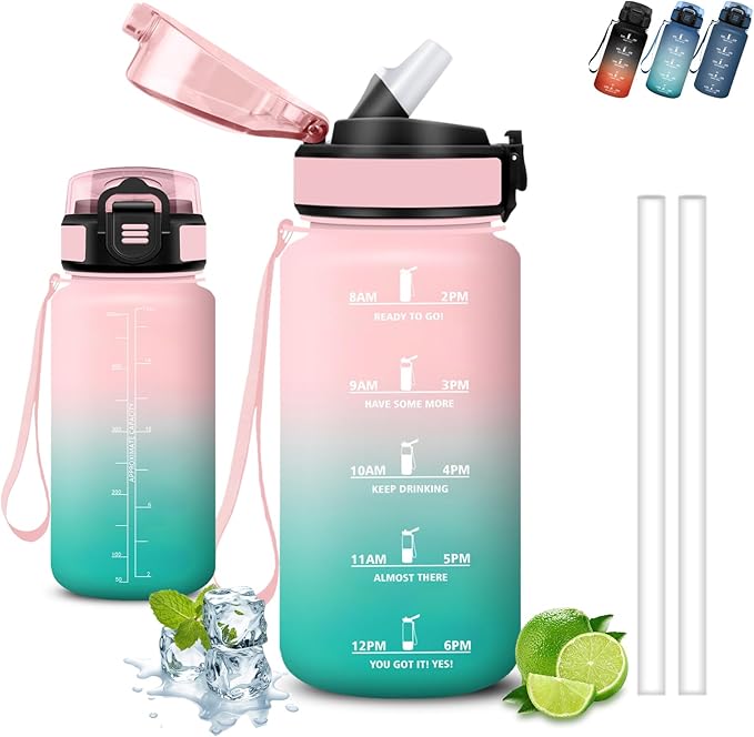 Detalle de Botella de agua infantil Niños 500ml con pajita y seguro💧