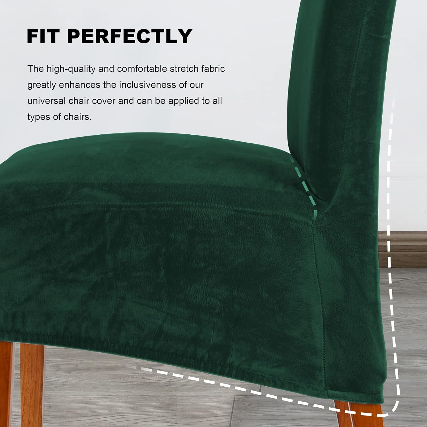 Thumbnail 6 de CMAKER Velvet Dining Chair Covers (Dark Green) – Stretch Large High Back Slipcovers, Washable Set of 6