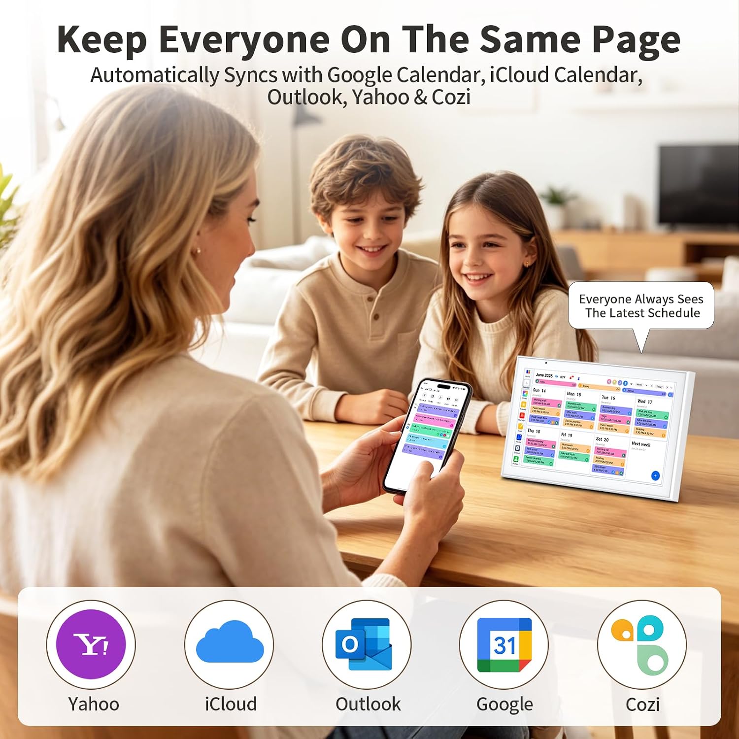 Detalle de VEJLD 10.1-Inch Smart Family Calendar with 1080p Touchscreen and Photo Frame